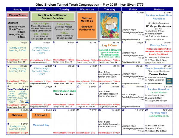 OSTT Calendar May 2015